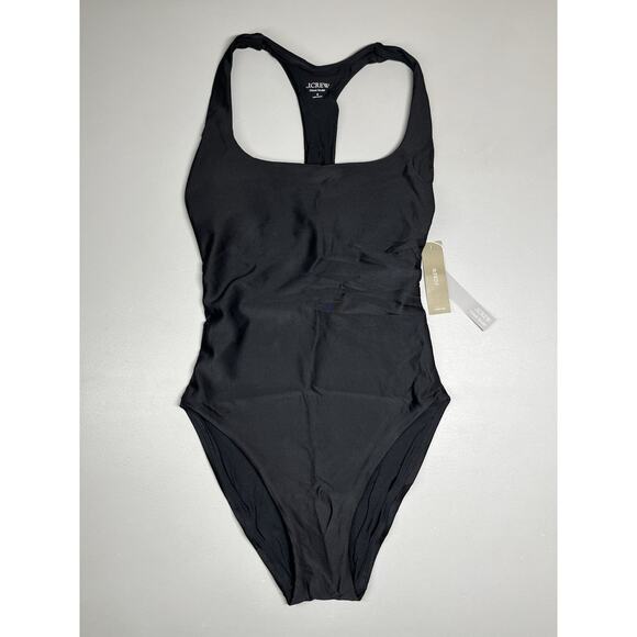 J Crew Gail One Piece in Classic Sculpt™ Swimsuit Womens 4 Black Racerback Suit - Picture 1 of 8